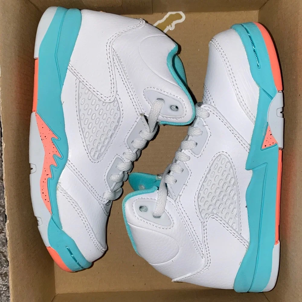 Youth Air Jordan 5 Retro Pre-School (PS) Light Aqua - Picture 1 of 2